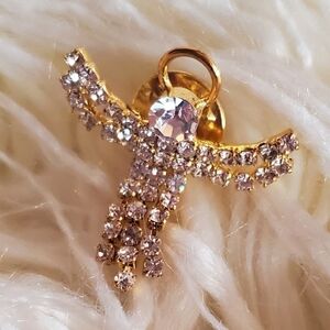Rhinestone Angel Brooch Tie Tack Religious Clutch Pin Christian Art Jewelry.🌴